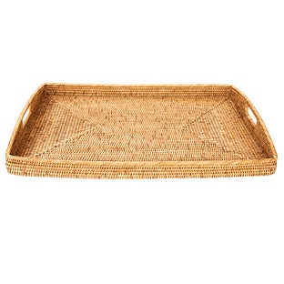 Artifacts Trading Company Artifacts Rattan Rectangular Tray With High Handles - Honey brown